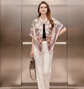 90x90 Seidentuch beige weiß klassisch N54